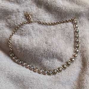 Elegant Gold and Iridescent Stone Bracelet